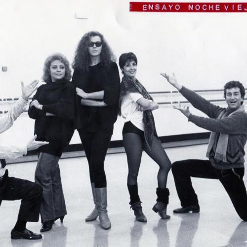 Ensayo para el especial Nochevieja de TVE. Con Raúl Sender, Mayra Gómez Kent, Bibi Andersen y Concha Velasco. 1986